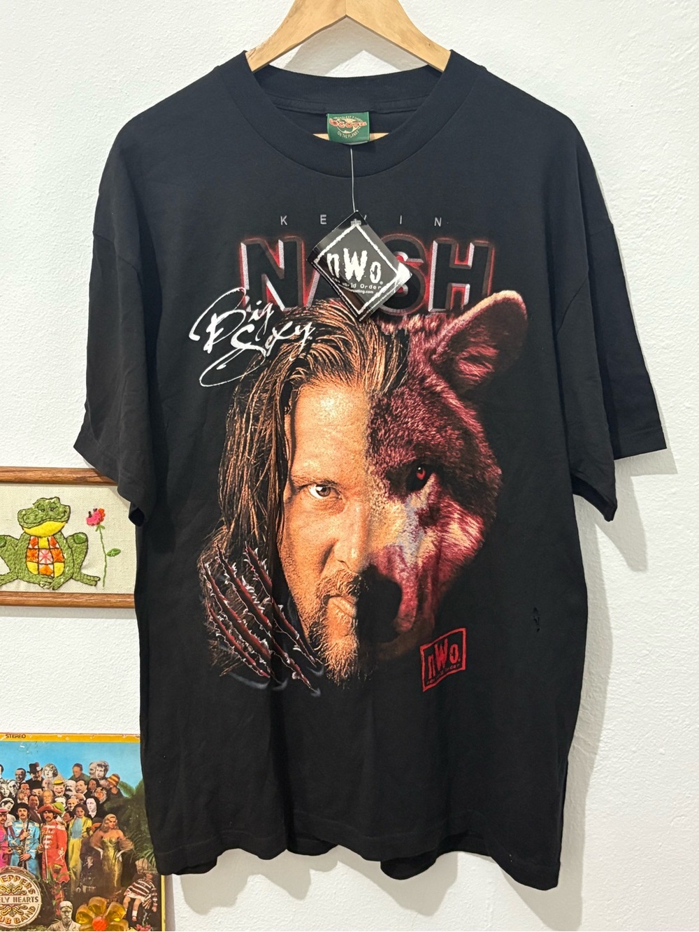 NWT Vintage Black 90s NWO Kevin Nash Big Sexy Wolf Wrestling Tee XL